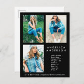 Model Actor 3 Photo Comp Card - Blkはがき ポストカード (正面/裏面)