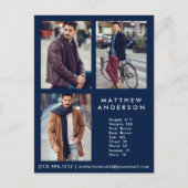 Model Actor 3 Photo Comp Card Blue – はがき (正面)