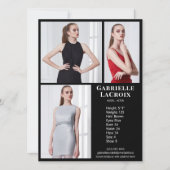 Model Actor 3 Photo Pro Compカードテンプレートブラック 招待状 (正面)