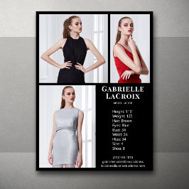 Model Actor 3 Photo Pro Compカードテンプレートブラック 招待状