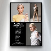 Model Actor 3 Photo Pro Compカードテンプレートブラック