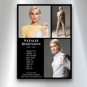 Model Actor 3 Photo Pro Compカードテンプレートブラック 招待状