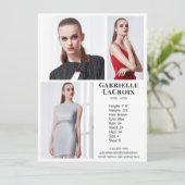 Model Actor 3 Photo Pro Compカードテンプレート白 招待状 (スタンド正面)