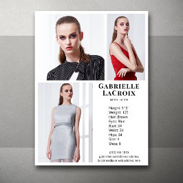 Model Actor 3 Photo Pro Compカードテンプレート白 招待状