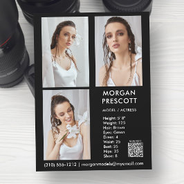 Model Actor 3 Photo Pro Comp Card Your QR Code 招待状