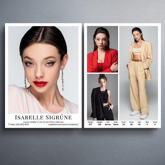 Model Actor 4 Photo 5.5x7.5 Comp Zed Cardテンプレート 招待状