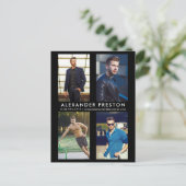 Model Actor 4 Photo Compカードブラックポストカード インビテーションポストカード (スタンド正面)