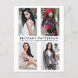 Model Actor 4 Photo Comp Card白はがき インビテーションポストカード