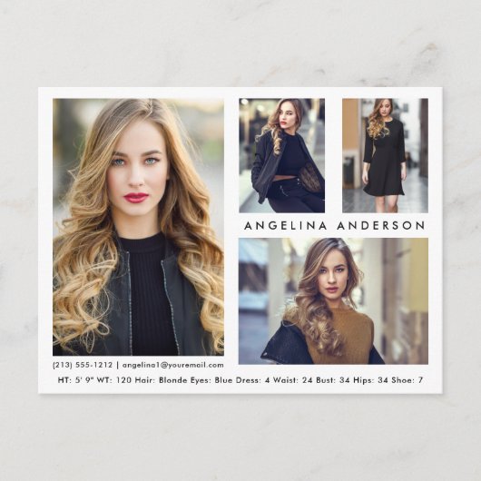 Model Actor 4 Photo Comp Card - Whtポストカード ポストカード (正面)