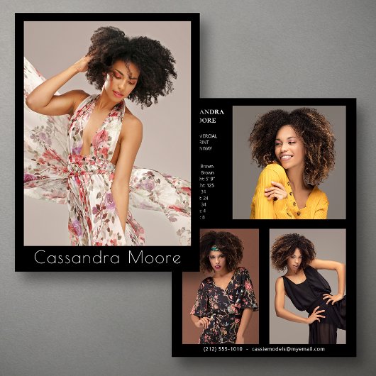 Model Actor 4 Photo Two Sided Comp Cardテンプレート 招待状