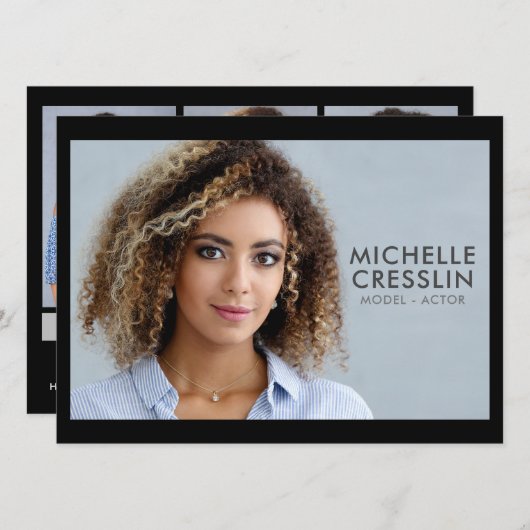 Model Actor 5.5x7.5 Comp Zed Card 3 Photo Back 招待状 (正面/裏面)