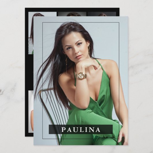 Model Actor 5.5x7.5 Pro Comp/Zed Card 7写真 招待状 (正面/裏面)