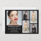 Model Actor 5 Photo Compカードテンプレート5 x 7ブラック 招待状 (正面)