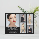 Model Actor 5 Photo Compカードテンプレート5 x 7ブラック 招待状 (スタンド正面)