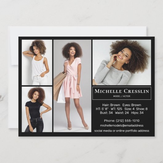 Model Actor 5 Photo Two Sided Comp Cardテンプレート 招待状 (裏面)