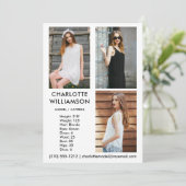 Model Actor 5x7 Comp Card 3フォトホワイト 招待状 (スタンド正面)