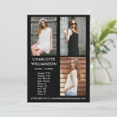 Model Actor 5x7 Comp Card 3 Photo Black 招待状 (スタンド正面)