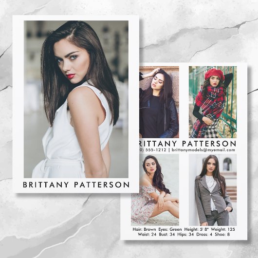 Model Actor 5x7 Comp Card 4フォトバックWht 招待状