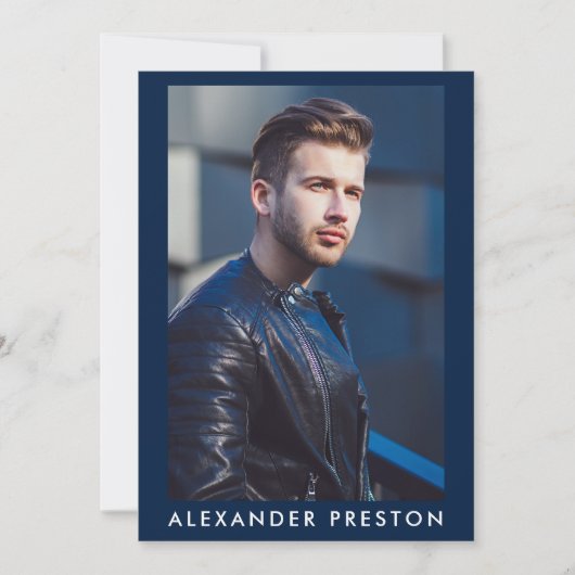 Model Actor 5x7 Comp Card 4 Photo Back Blue 招待状 (正面)