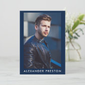 Model Actor 5x7 Comp Card 4 Photo Back Blue 招待状 (スタンド正面)