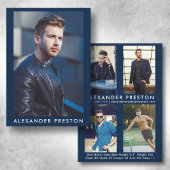 Model Actor 5x7 Comp Card 4 Photo Back Blue 招待状