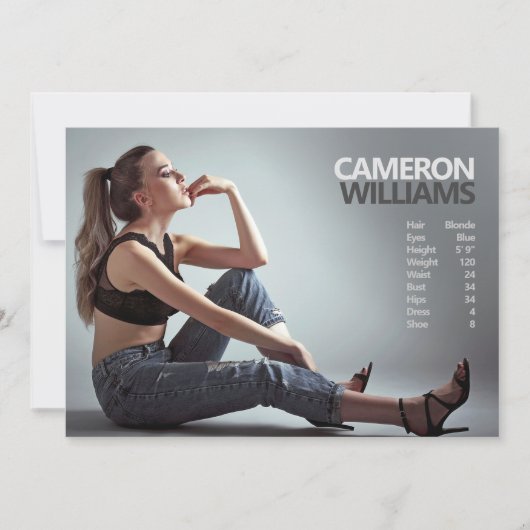 Model Actor 5x7 Comp Zed Card Double Sided 招待状 (正面)