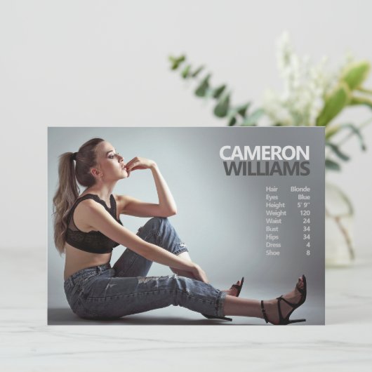 Model Actor 5x7 Comp Zed Card Double Sided 招待状 (スタンド正面)