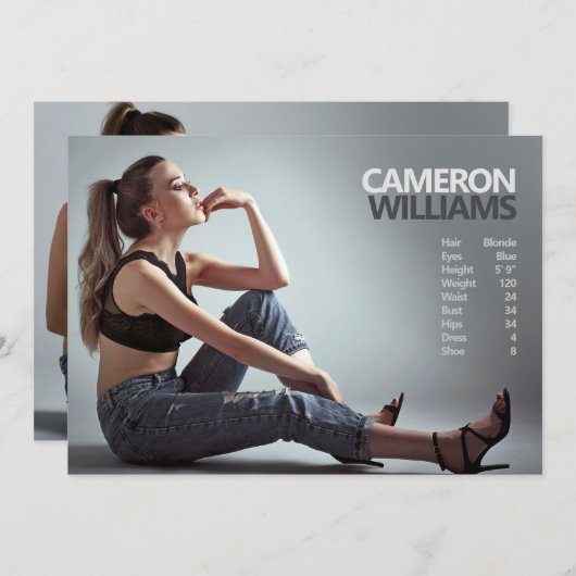 Model Actor 5x7 Comp Zed Card Double Sided 招待状 (正面/裏面)