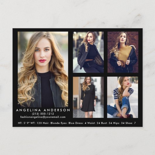 Model Actor Compカードブラック5フォトポストカード ポストカード (正面)