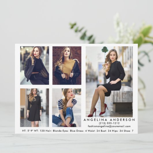 Model Actor Compカードホワイト – 5枚の写真 (スタンド正面)