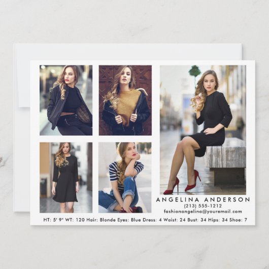 Model Actor Compカードホワイト – 5枚の写真 (正面)