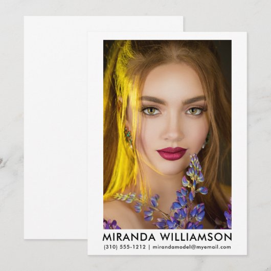 Model Actor Comp Card 1 Photo 5x7白色 招待状 (正面/裏面)