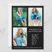 Model Actor Comp Card - 3フォトバック – 黒 (裏面)