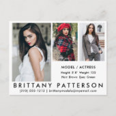 Model Actor Comp Card 3フォトポストカードWht ポストカード (正面)