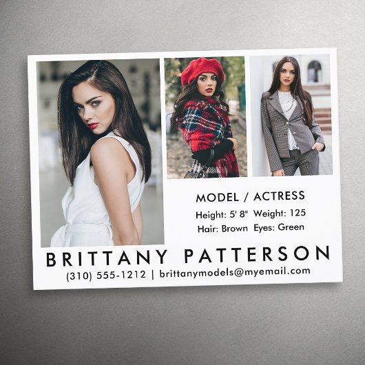 Model Actor Comp Card 3フォトポストカードWht ポストカード