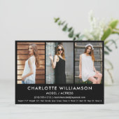 Model Actor Comp Card 3 Photo 5 x 7 Black 招待状 (スタンド正面)