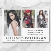 Model Actor Comp Card 3 Photo 5 x 7 Wht 招待状