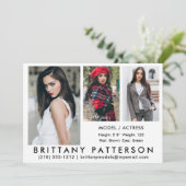 Model Actor Comp Card 3 Photo 5 x 7 Wht 招待状 (スタンド正面)