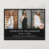 Model Actor Comp Card 3 Photo Blackはがき ポストカード (正面)