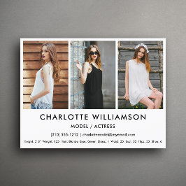 Model Actor Comp Card 3 Photo Whiteはがき ポストカード