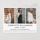 Model Actor Comp Card 3 Photo Whiteはがき ポストカード (正面)