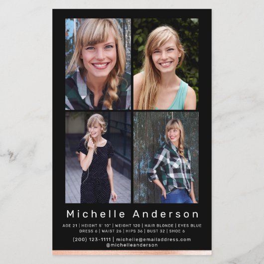 Model Actor Comp Card 4 Photo Backスクリプト (裏面)