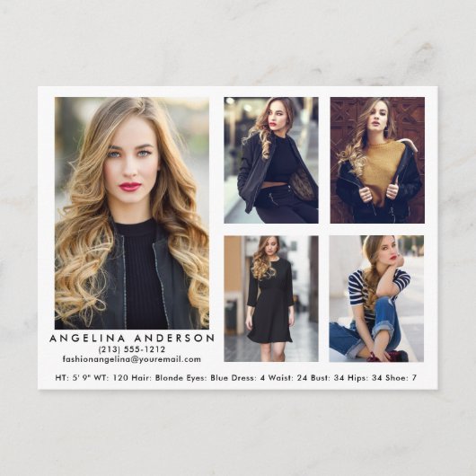 Model Actor Comp Card 5フォトポストカードW ポストカード (正面)