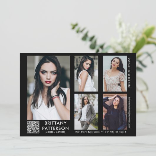 Model Actor Comp Card 5 Photo Your QR Code 招待状 (スタンド正面)