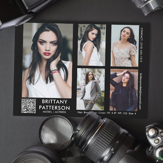 Model Actor Comp Card 5 Photo Your QR Code 招待状