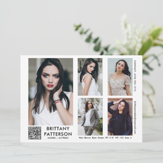 Model Actor Comp Card 5 Photo Your QR Code 招待状 (スタンド正面)