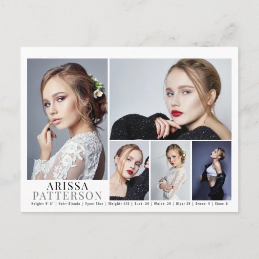 Model Actor Comp Card 6フォト両面 ポストカード (裏面)