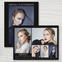 Model Actor Comp Card 6フォト両面