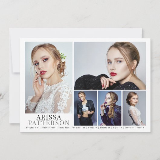 Model Actor Comp Card 6写真5x7 招待状 (正面)