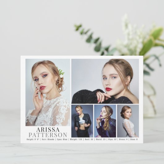 Model Actor Comp Card 6写真5x7 招待状 (スタンド正面)